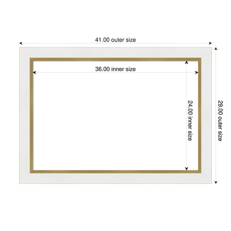 Amanti Art Eva Black Silver Framed Dry Erase Magnetic Board - 41 x 29 in - Eva White Gold