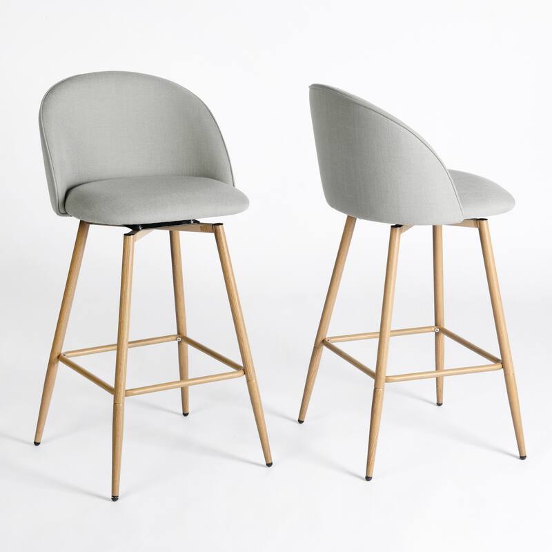 Homy Casa Set of 2 Upholstered Counter Stools with Curved Back and Metal Legs for Kitchen Islands,Breakfast Bars - N/A