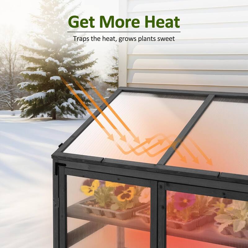 MCombo Cold Frame Greenhouse with Adjustable Shelves, Solid Wood 1344