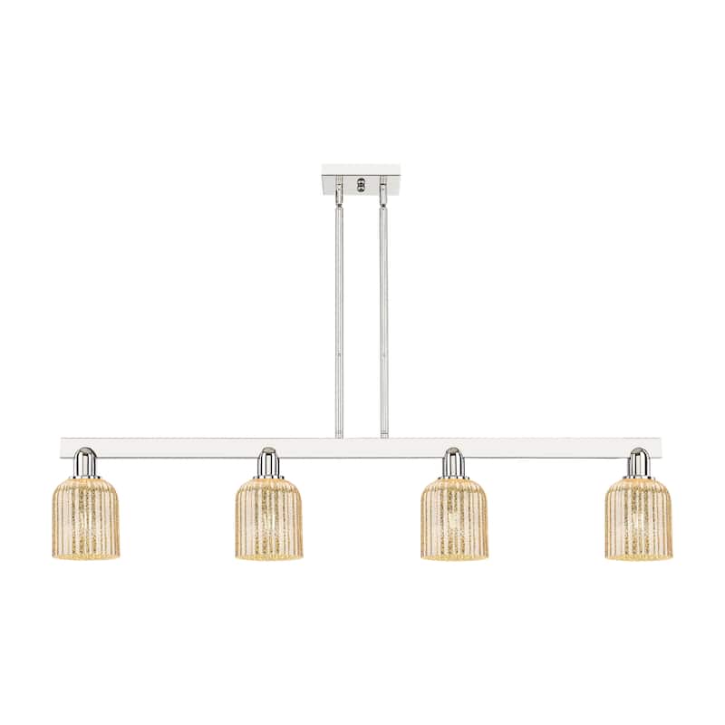Innovations Lighting Downtown Urban - Bridal Veil - 4 Light 48" Stem Hung Island Light - Mercury/Polished Nickel