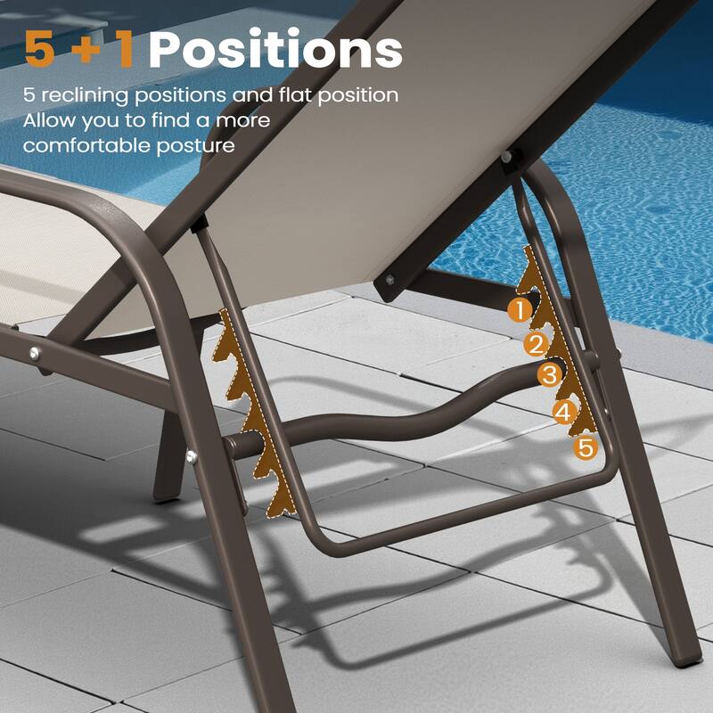 VredHom Outdoor Aluminum Adjustable Patio Chaise Lounge Chairs
