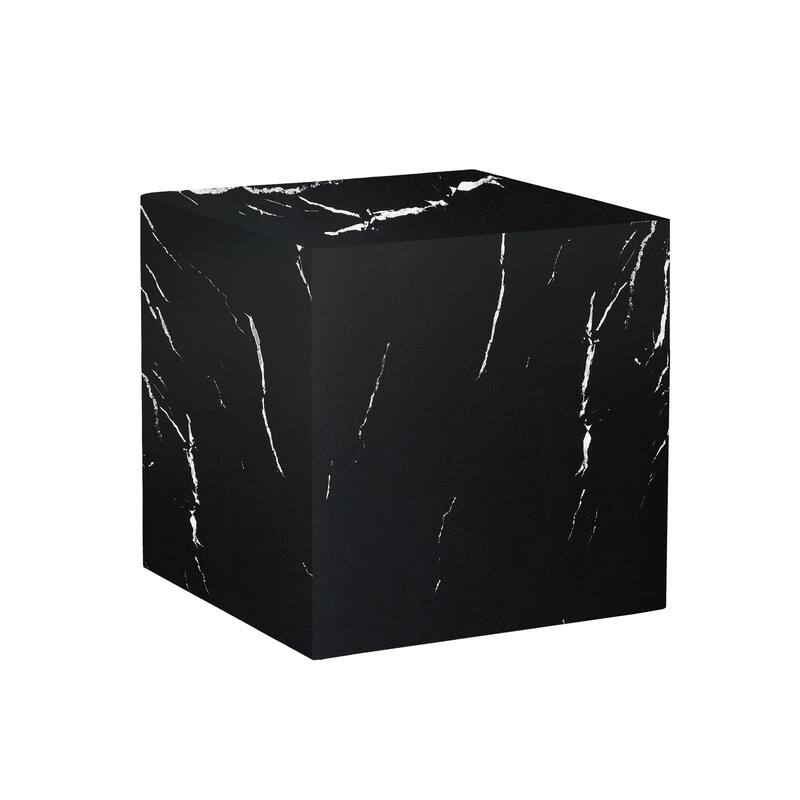 Living Room Cube Coffee Table Accent Table with Faux Marble Patterned, End Table Dining Table, Ready-to-Use