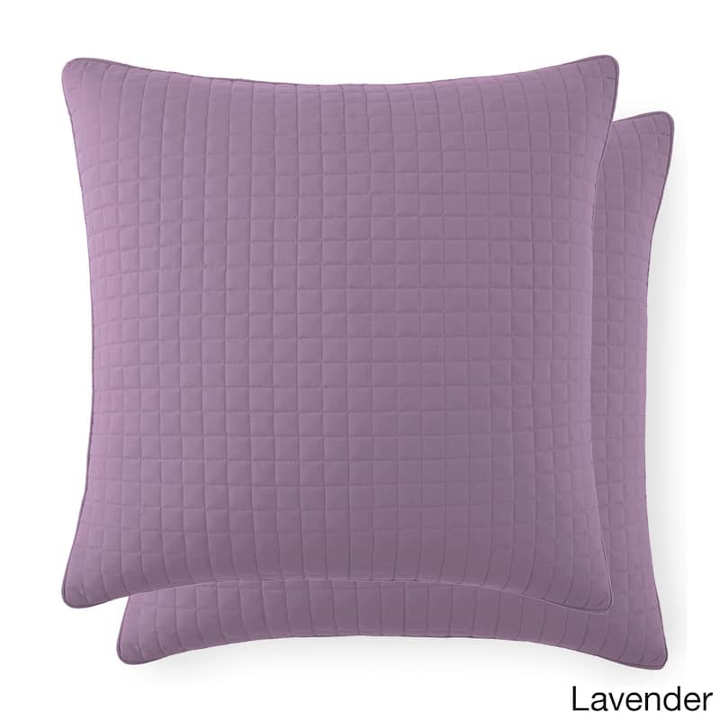 Beautiful Square Stitched Quilted Shams Covers (Set of 2) by Southshore Fine Linens - 20 x 26 - Lavender