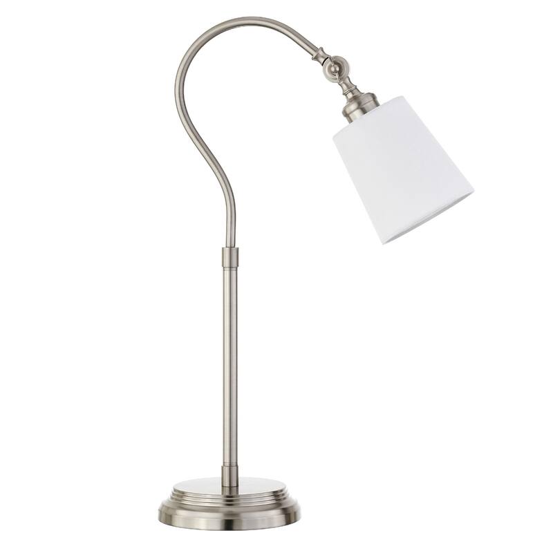 25" Metal Arched Table Lamp With White Drum Shade - 14" x 14" x 25" - Nickel