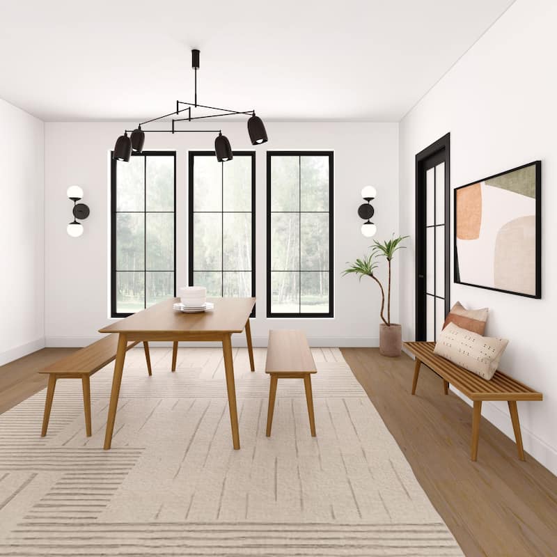Plank and Beam 72" Mid-Century Modern Dining Table and Benches Set