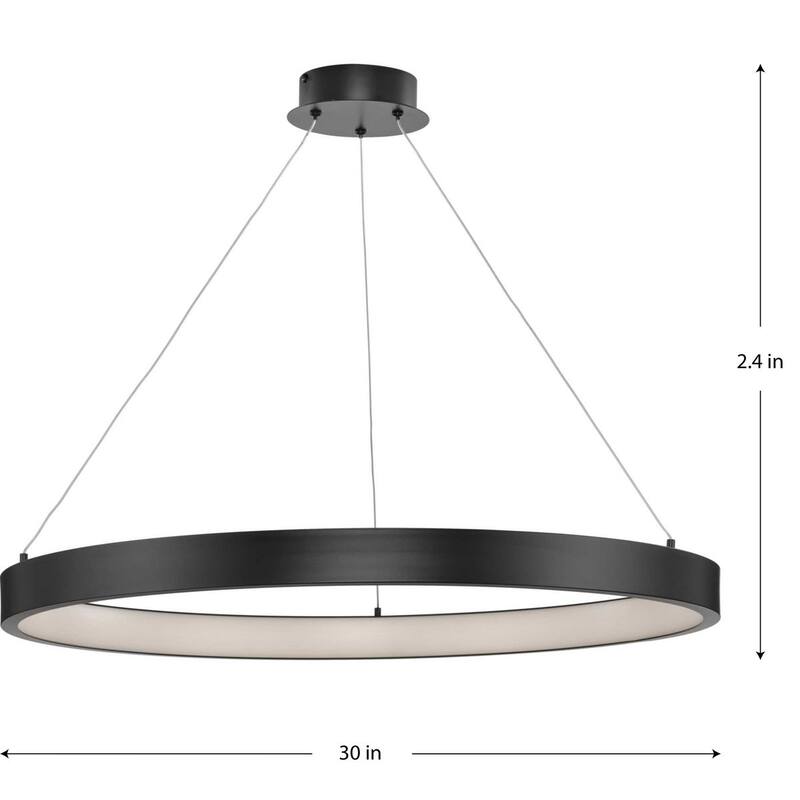 Inverse LED Collection Modern Matte Black Pendant - 30 in x 30 in x 2.4 in