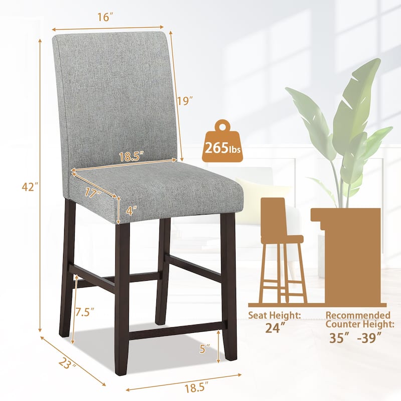 Gymax Set of 4 Bar Stools 24'' Counter Height Pub Kitchen Chairs w/