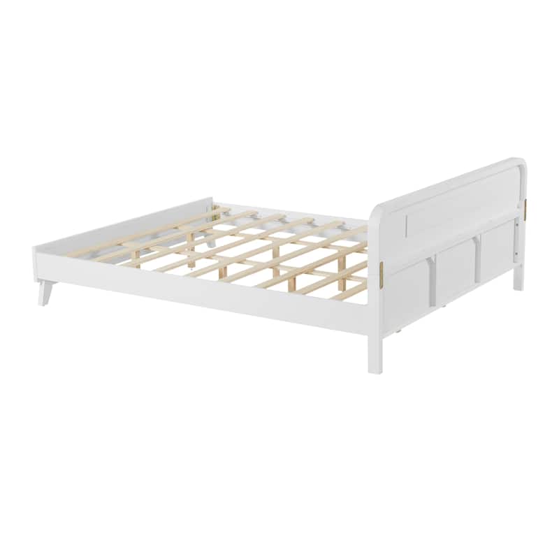 Classic Platform Bed Frame with Solid Pine Construction/Wood Bed Frame with Headboard Footboard/Wood Slat Support/Easy Assembly