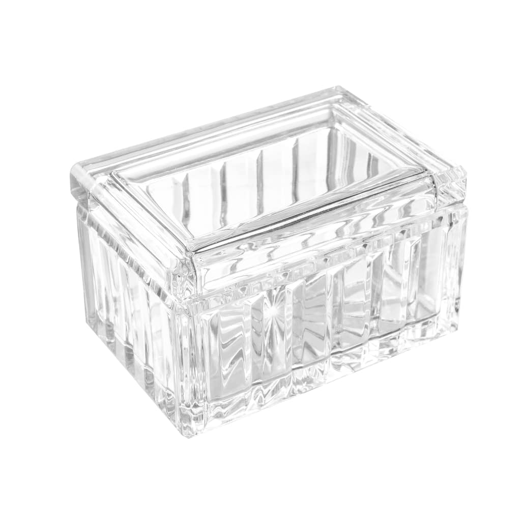 Crystal Box- Jewelry- Candy- Glass Box- Vertical Lines- 5" Long - 3" Height