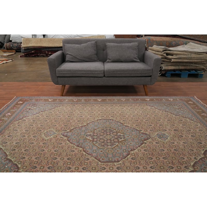 Hand Knotted Oriental 100% Wool Carpet Traditional Medallion Brown Tabriz Area Rug - 9' 2'' X 6' 4''
