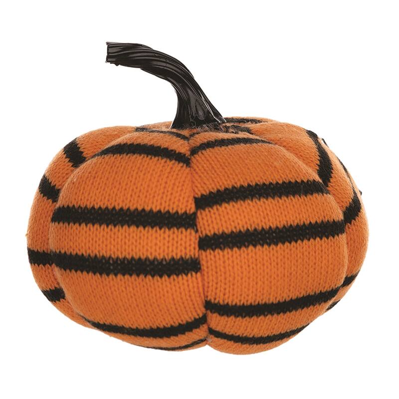 Striped Plush Pumpkin Fall Harvest Decoration - 6"
