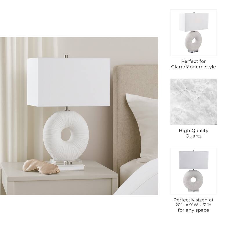 Stone Table Lamp Modern Rectangular Oval Shade Accent - 31" White - 31.0"