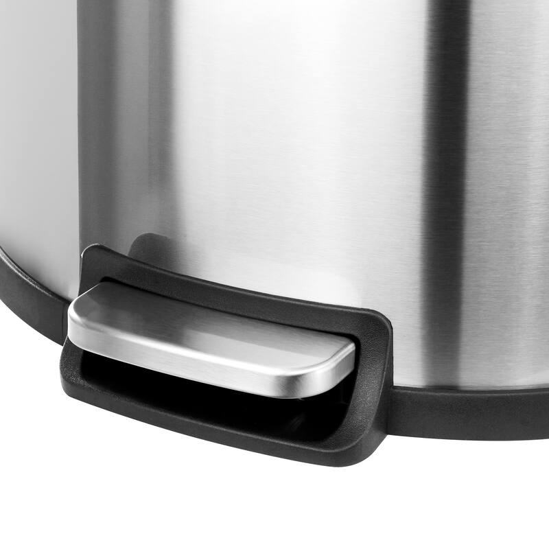 Elama 50Litter 13 Gallon Half Circle Stainless Steel Step Trash Bin with Slow Close Mechanism in Matte Silver