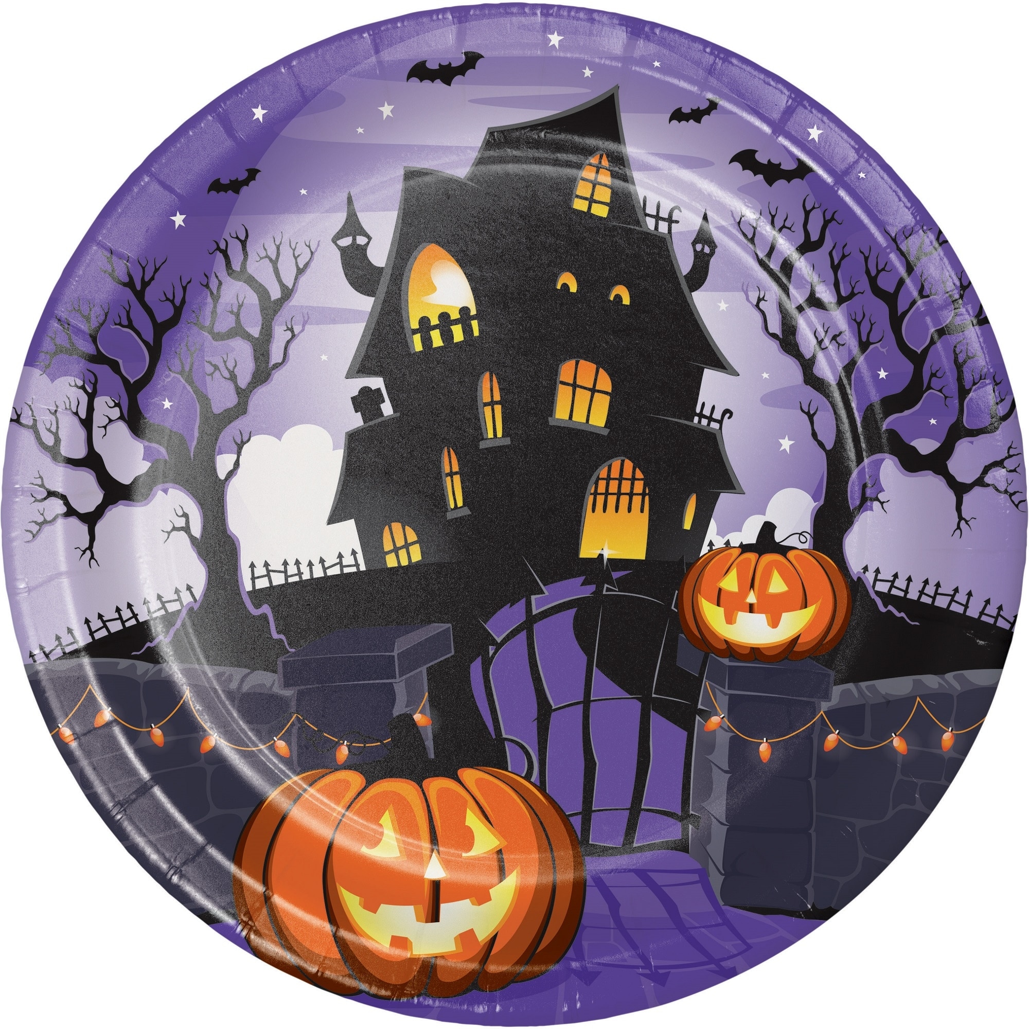 orange and black paper plates