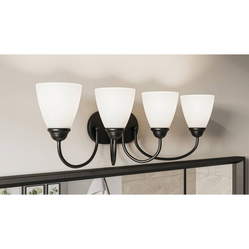 Kichler Lighting Jolie 4-Light Vanity Light with Satin Etched Glass in Black