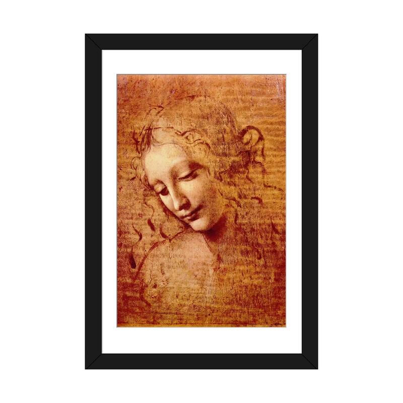 iCanvas "Female Head" by Leonardo da Vinci - Black - 32x24x1