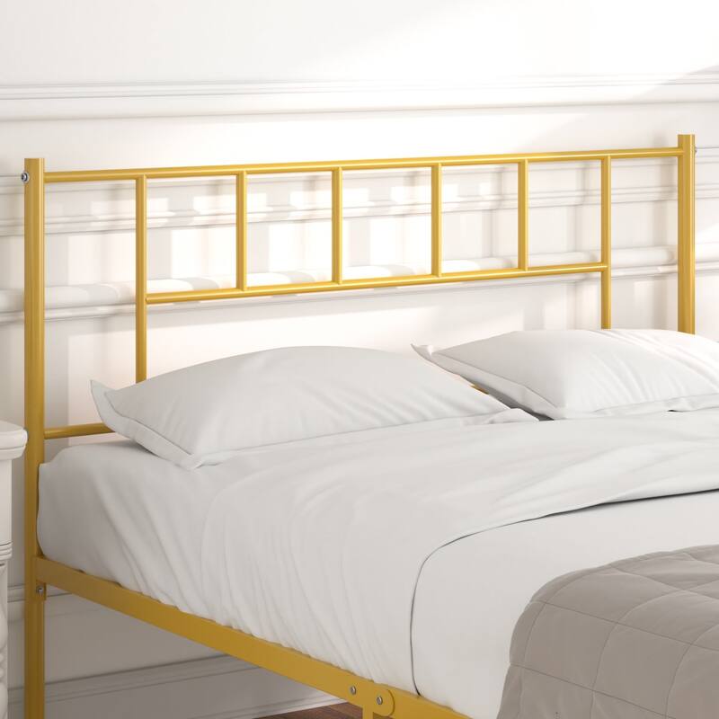 VECELO Victorian Style 14 Inch Metal Platform Bed Frame with Headboard, Heavy Duty Steel Slat Support, No Box Spring Needed