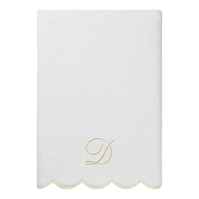 Authentic Hotel and Spa 100% Turkish Cotton Beige ADORNIA Scallop Personalized 3 Piece Towel Set - 3 Piece Set