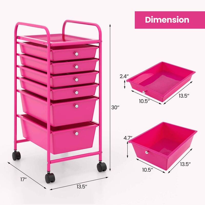 Costway 6 Drawer Rolling Storage Cart Scrapbook Paper Office Organizer
