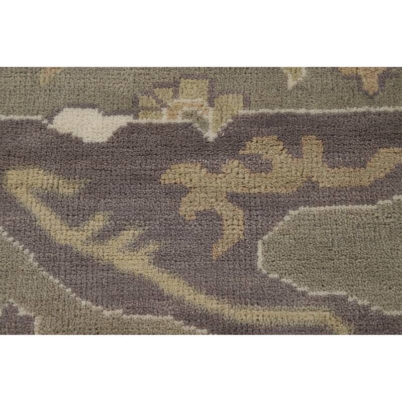 Transitional Beige Oushak Indian Area Rug Handmade Wool Carpet - 8'9" x 12'1"