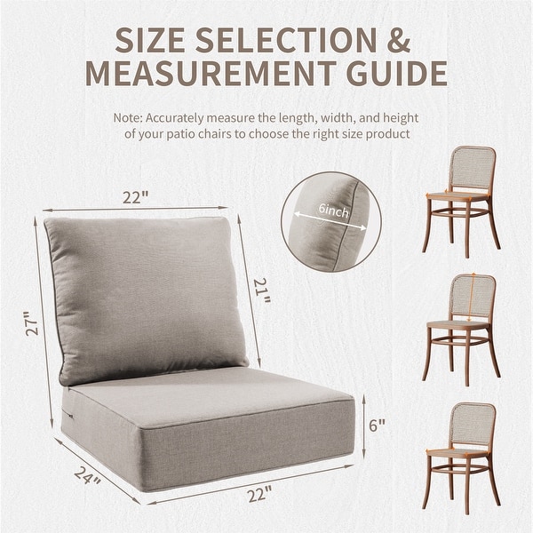 dimension image slide 1 of 14, Gymojoy 6-Inch Thick Outdoor Deep Seating Cushion Set, 22"/24" Wide Options, Waterproof & Fade Resistant for Patio Furniture