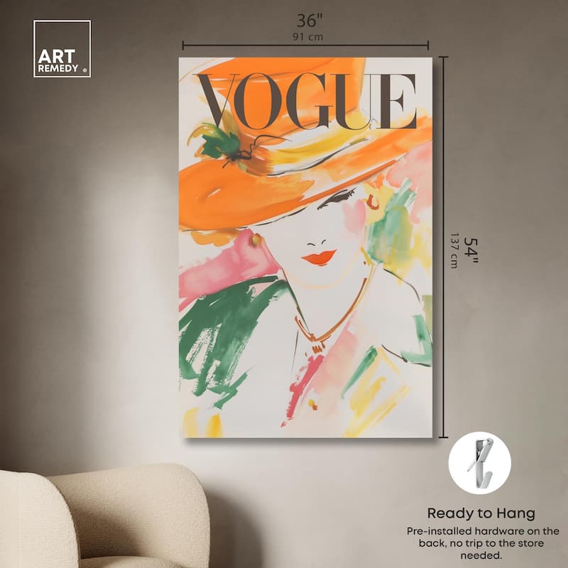 Woman in Hat Cover Canvas by Art Remedy, Gallery Wrapped