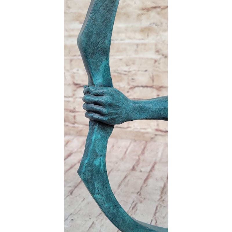 Native American Indian Mohawk Archer Pulling Bow Bronze Sculpture By Mario Nick