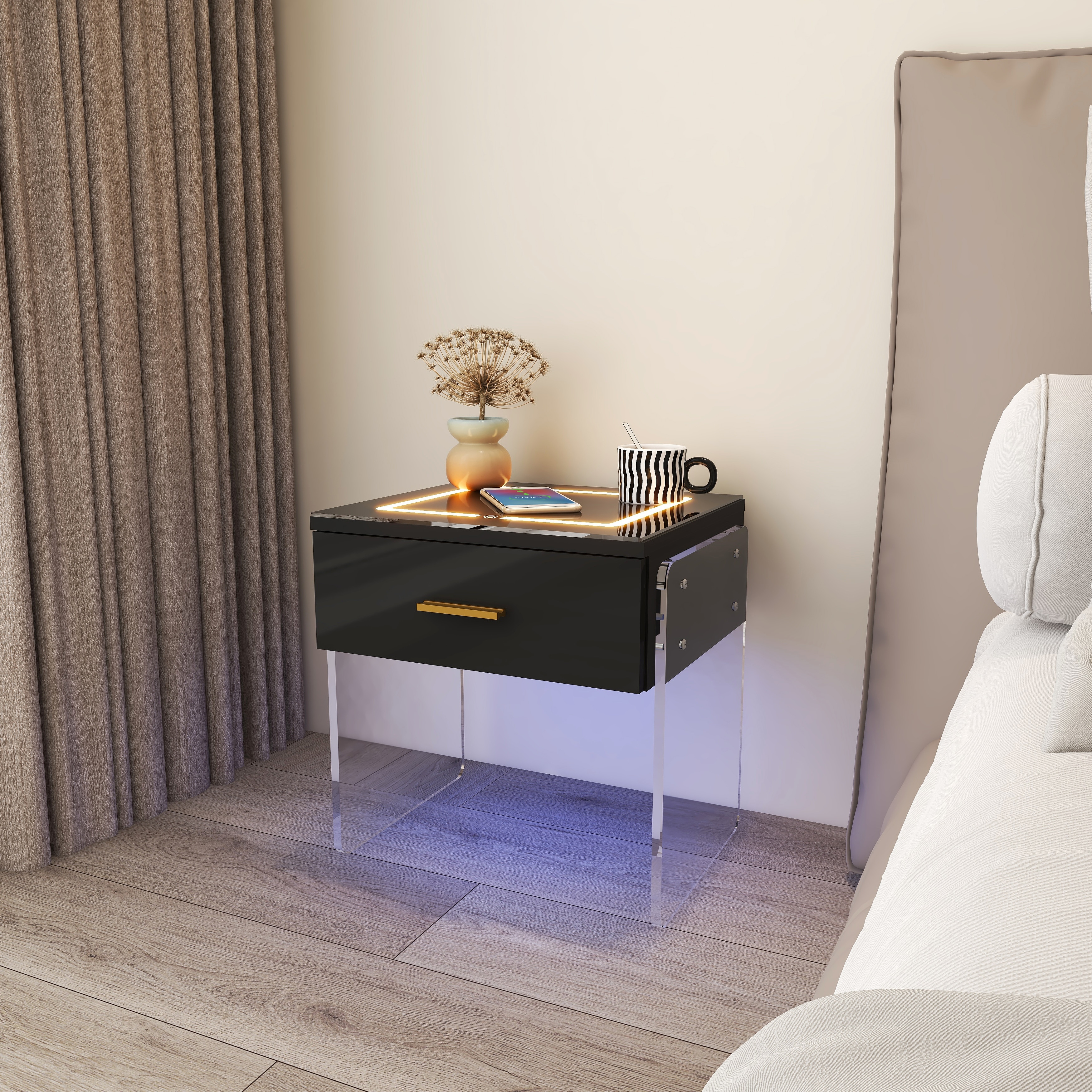 Nightstand with shop light and usb