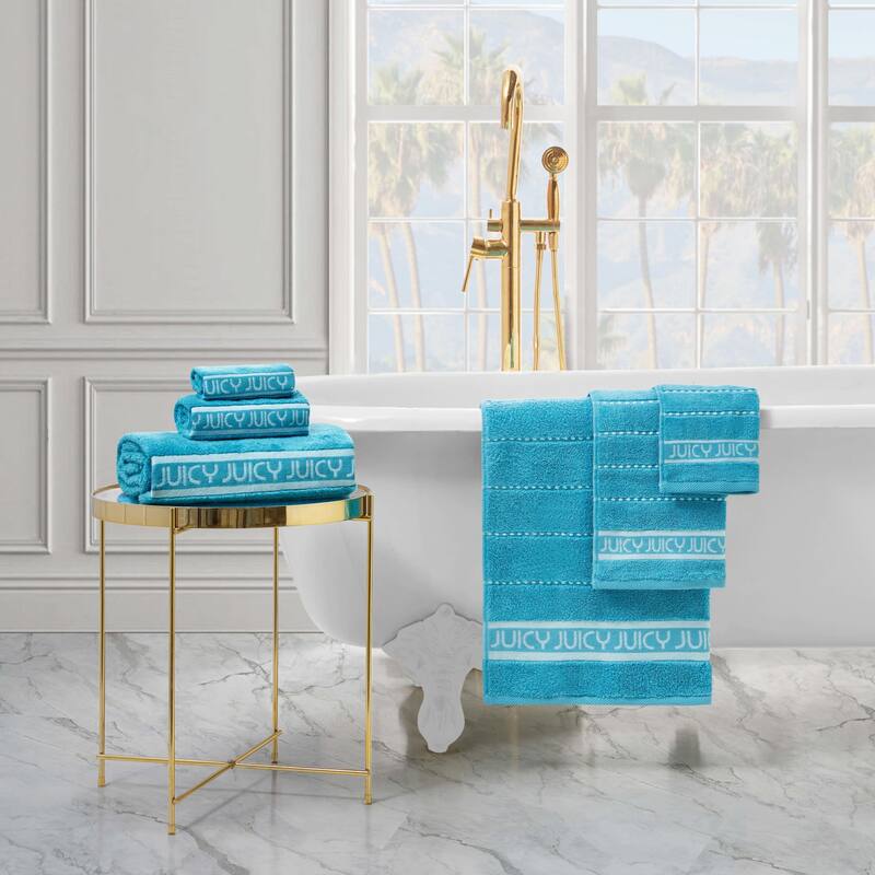 Juicy Couture Cotton Stripe 6 Piece Bath Towel Set 2 Bath towels 2 Hand towels 2 Washcloths - 28"x54"/16"x26"/12"x12"