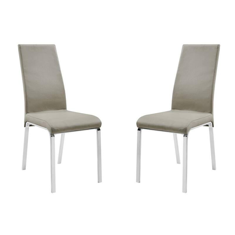 Casabianca Home Loto Set of 2 Dining Chair in Taupe Top Grain Leather - Taupe