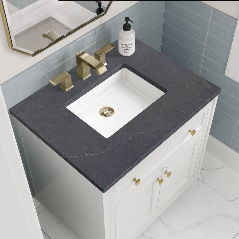 James Martin Vanities Chicago 30" Single Vanity, Glossy White - Charcoal Soapstone Quartz