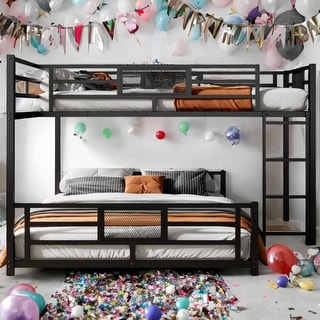 Black Modern L-shaped Metal Twin & Full Size Bunk Beds