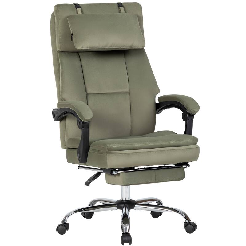 Big Tall Executive Office Chair with Footrest Removable Headrest High Back Ergonomic Computer Desk Chair Frosted Velvet