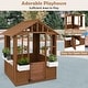 preview thumbnail 6 of 7, Natural White Fir Wood Kids Playhouse with Flowerpot Holders and Large Windows - 47.5" L x 38.5" W x 54" H