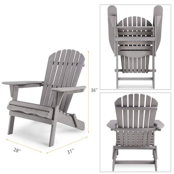 Wood Tall Backrest Lounge Patio Chair Set of 2 for Garden Outdoor Folding Adirondack Chair Wide