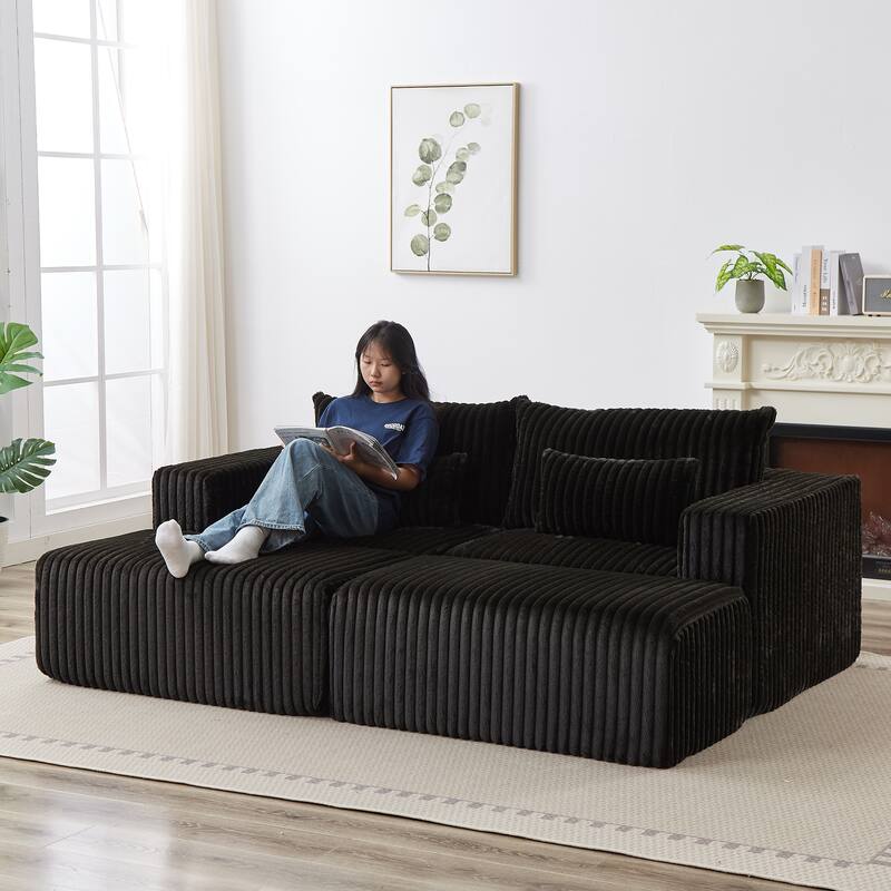 Oversized 87" Modular Sectional Lounge Chaise with 2 Ottoman