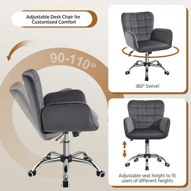 Yaheetech Faux Leather Desk Chair with Padded Armrests Modern Office Chair