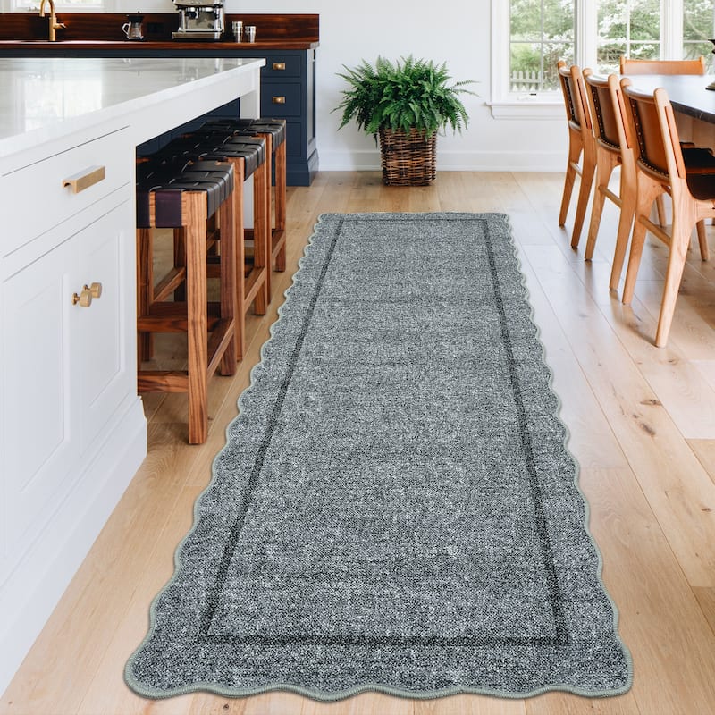 Garvee Scallop Solid Washable Area Rug