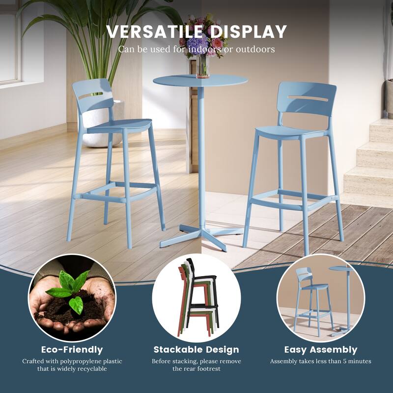 Frond and Form 29.5 Inch Outdoor Bar Stool (Set of 2)