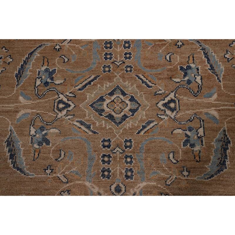 Vegetable Dye Floral Oushak Turkish Area Rug Hand-Knotted Wool Carpet - 9'3" x 12'5"
