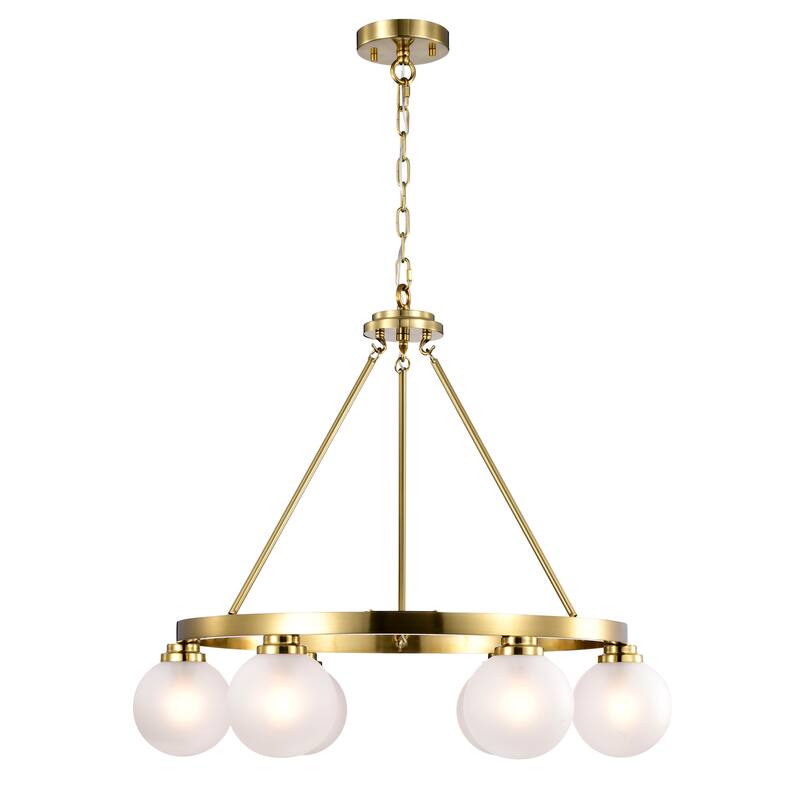 Silvija 26 Inch Moder Wheel Contemporary Style Ceiling Lighted Chandelier Gold Polished Finish 6-Light - N/A - Brass Gold