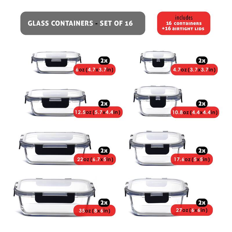 Empyrean Glass Food Storage Containers with Lids