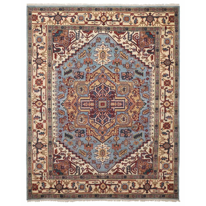 ECARPETGALLERY Hand-knotted Serapi Heritage Light Blue Wool Rug - 7'11 x 9'10