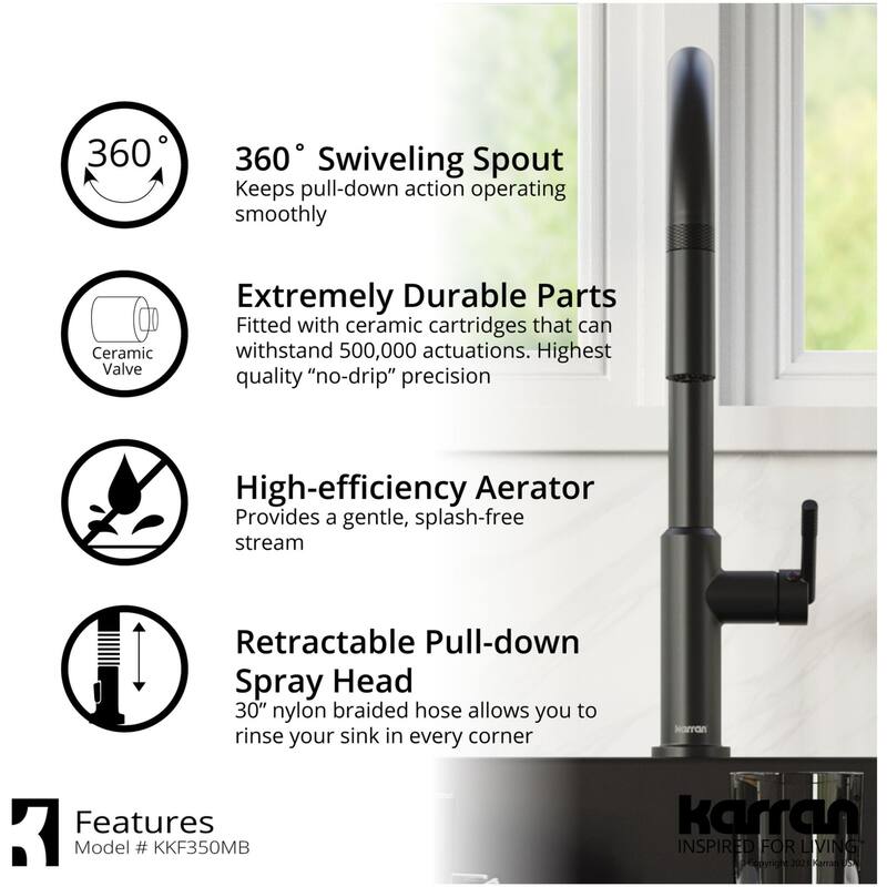 Karran USA KKF350 Lagrange 1.8 GPM Single Hole Pull Down Kitchen