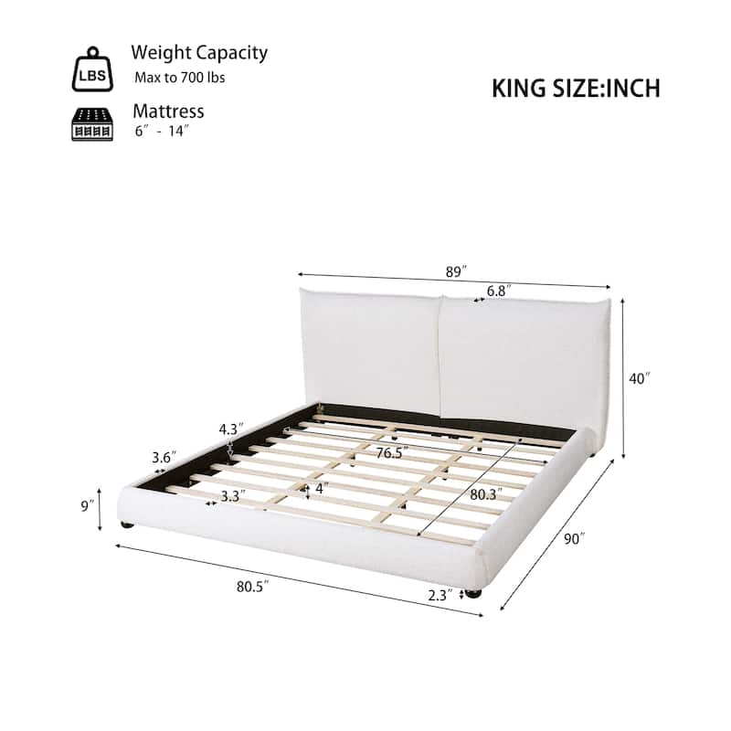 Christopher Knight Home - Naomi Modern Linen Upholstered King Platform Bed with Pillow-Back Headboard