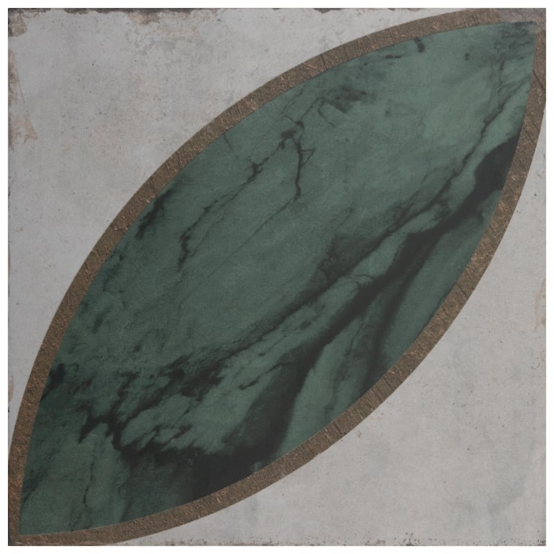Merola Tile Renaissance Deco Emerald Mandorla 7-7/8" x 7-7/8" Porcelain Floor and Wall Tile