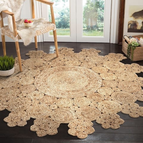 LR Home Organic Jute Solid Area Rug, Natural