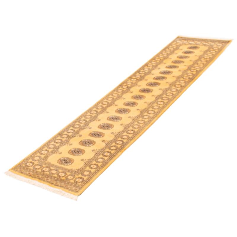 ECARPETGALLERY Hand-knotted Peshawar Bokhara Gold Wool Rug - 2'7 x 10'5