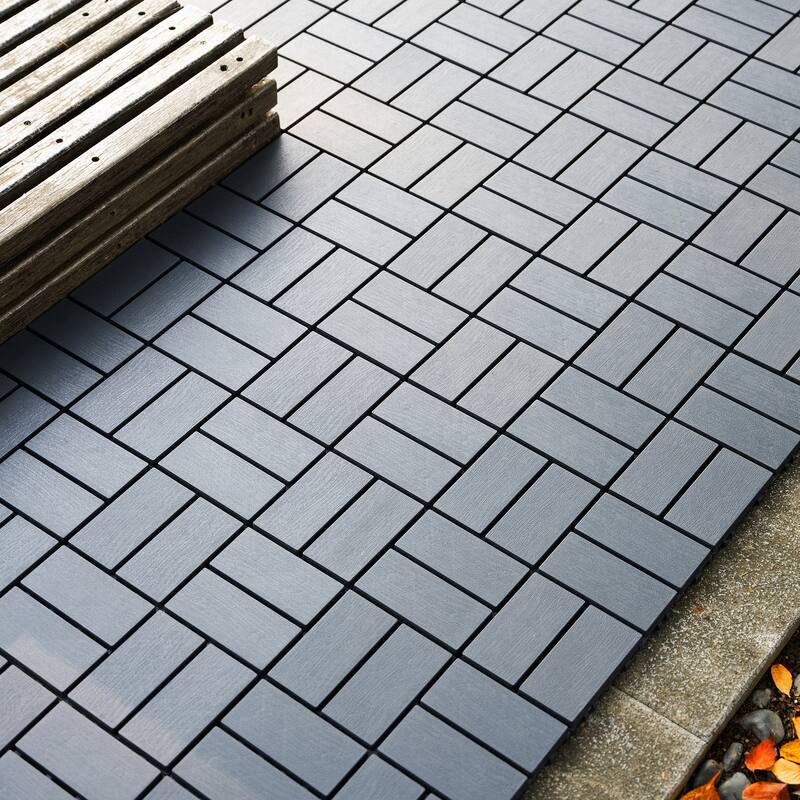 44-Pack 12"x12" Interlocking Deck Tiles, Waterproof Outdoor Patio Tiles for Poolside & Balcony - 44PCS - Grey