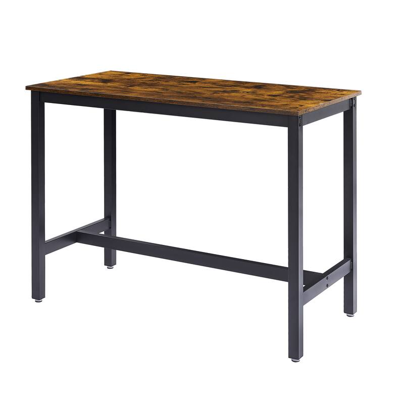 Rustic Brown 5Piece Bar Table and Chairs Set Dining Set w/ 4 Stools